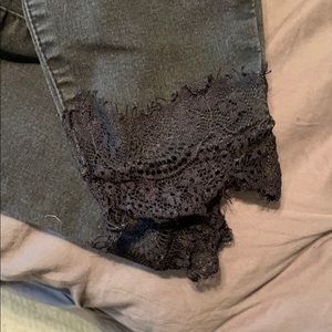 Black ankle pants with lace